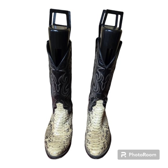 Men's Vintage Dan Post Python Cowboy Boots - Picture 1 of 6